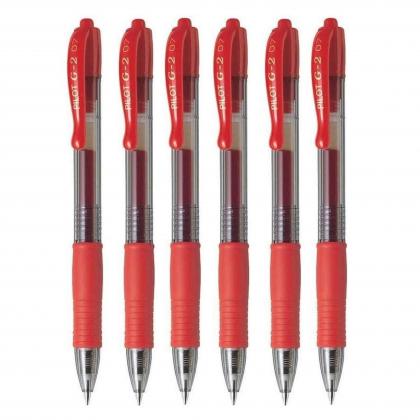 pilot-g2-07-red-fine-retractable-gel-ink-pen-rollerball-07mm-nib-tip-039mm-line-width-refillable-bl-g2-7-6-pack-pilot07kirmizi6li